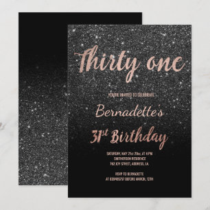 Invitation Faux rose or noir parties scintillant 31e annivers