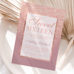 Invitation Faux rose or parties scintillant élégant poussiére<br><div class="desc">Une douche à parties scintillant en or faux rose moderne, assez chic et élégante ombre avec bloc couleur rose poussiéreux Sweet 16 anniversaire invitation à la fête avec or rose ombre motif s'effaçant sur un arrière - plan rose poussiéreux avec et élégant cadre doré Parfait pour une princesse Sweet sixteen,...</div>
