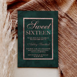 Invitation Faux rose or vert aquarelle Sweet 16<br><div class="desc">Une invitation à la fête de 16 ans Sweet,  avec cadre en or rose sur un bloc d'aquarelle vert moderne et élégant,  moderne,  assez chic et élégant.</div>