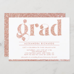 Invitation Faux Rose Parties scintillant or Graduation Party