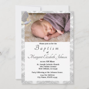 Invitation Faux Satin Saint-Esprit Baptismal