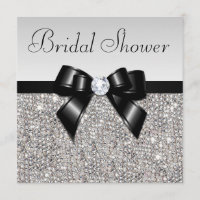 Faux Séquins Argent Chic Black Bow Fête des mariée