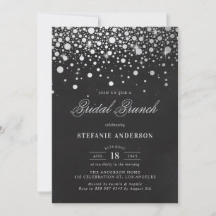 Invitation Faux Silver Foil Confetti Chalkboard Bridal Brunch