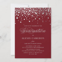 Faux Silver Foil Confetti Dots Bourgogne Graduatio