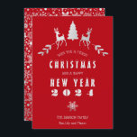 Invitation Faux Silver Foil et Red Merry Christmas Card<br><div class="desc">Carte de Noël Faux en argent et Red Merry personnalisée</div>