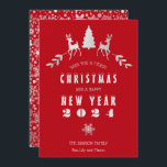 Invitation Faux Silver Foil et Red Merry Christmas Card<br><div class="desc">Carte de Noël Faux en argent et Red Merry personnalisée</div>
