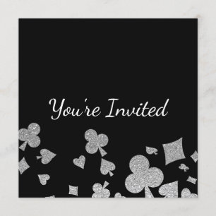Invitation Faux Silver Parties scintillant Casino