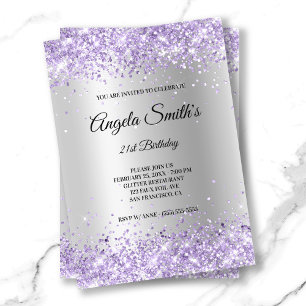 Invitation Faux Sparkender Lavender Parties scintillant Argen