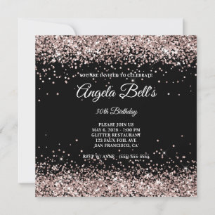 Invitation Faux Sparkink Champagne Parties scintillant Noir