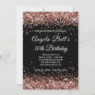 Invitation Faux Sparkly Rose Gold Parties scintillant Black 3