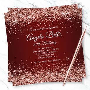 Invitation Faux Sparkly Rose Gold Parties scintillant Bourgog