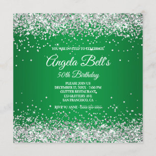 Invitation Faux Sparkly Silver Parties scintillant Monogram G