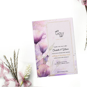 Invitation Faux Vélin Luxe Monogramme Floral Mariage