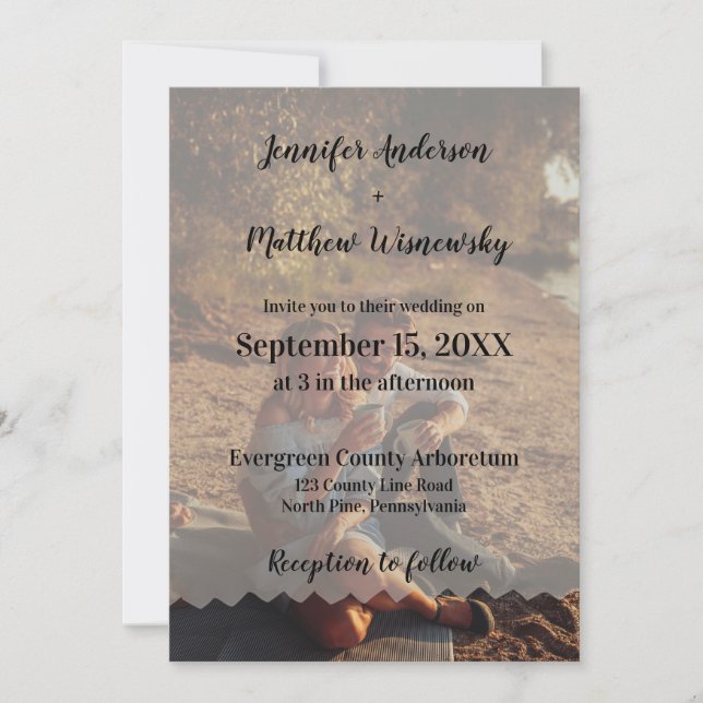 Invitation Faux Vellum Photo Overlay Custom Wedding Invitatio (Devant)
