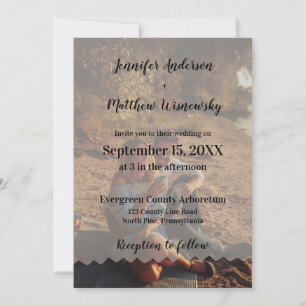 Invitation Faux Vellum Photo Overlay Custom Wedding Invitatio