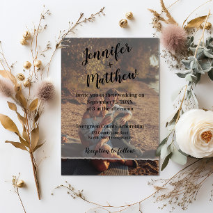 Invitation Faux Vellum Photo Overlay Mariage personnalisé