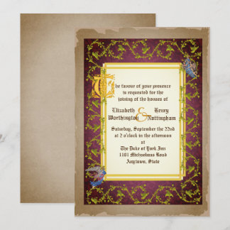 Invitation Faux vers le haut Médiéval Illuminé Mariage manusc