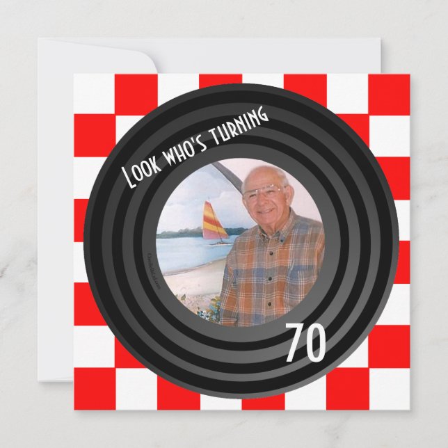 Invitation Faux Vinyl Record Retro Inspiré (Devant)