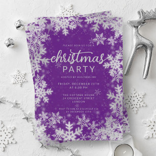 Invitation Faux violet Foil Foyers de neige fête de Noël