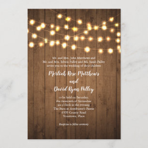Invitation Faux Wood Mariage