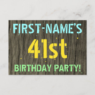 Invitation Faux Wood, Peinture Text Look, 41e anniversaire +
