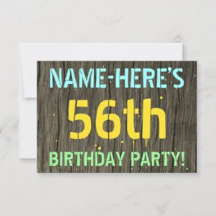 Invitation Faux Wood, Peinture Text Look, 56e anniversaire +