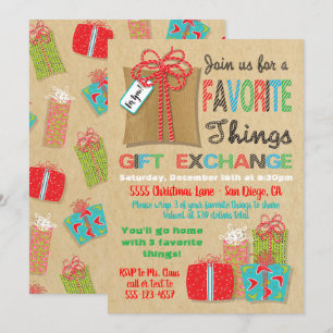 Invitation Favoris Noël Échange de cadeaux de Noël
