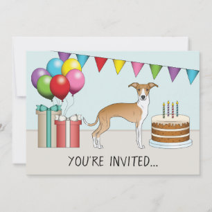 Invitation Fawn et blanc Anniversaire coloré de lévriers ital