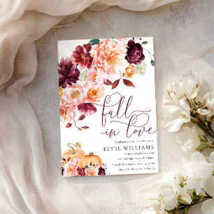 Invitation Faye Burgundy Fall In Love Baby shower d'automne