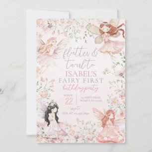Invitation Fbattage et Twirl Little Fairy Anniversaire