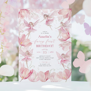 Invitation Fée 1er Anniversaire Filles Fête Fée Rose