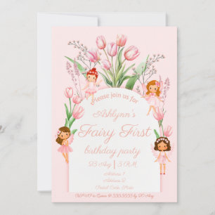 Invitation Fée 1er Anniversaire Rose Ballerine & Jardin de Tu