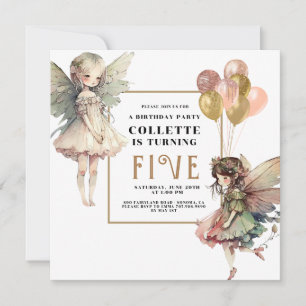 Invitation Fée Anime Fairy Girl 5e fête d'anniversaire