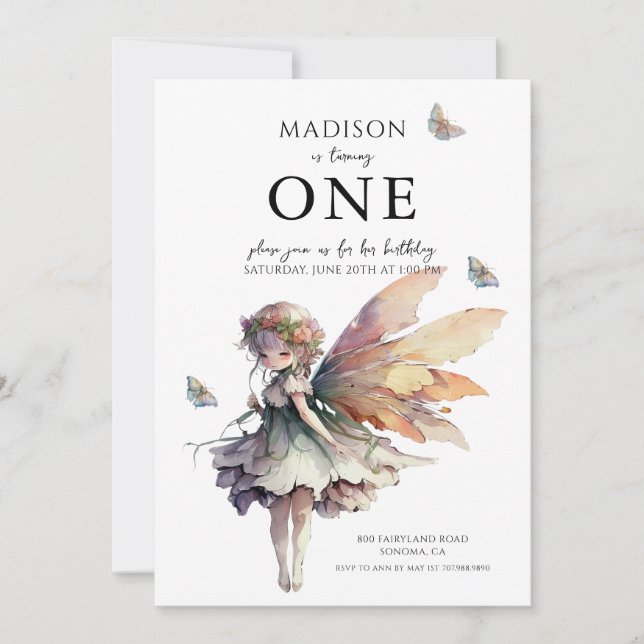 Invitation Fée Anime Magique 5e fête d'anniversaire (Devant)