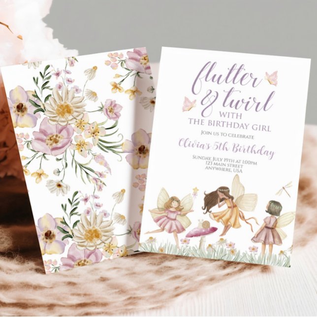 Invitation Fée anniversaire de fleurs sauvages (Créateur téléchargé)