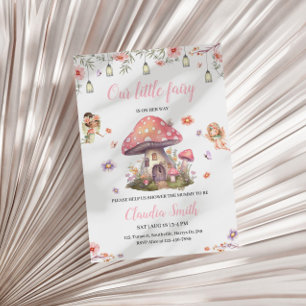 Invitation Fée Baby shower rose Lavande Fleur