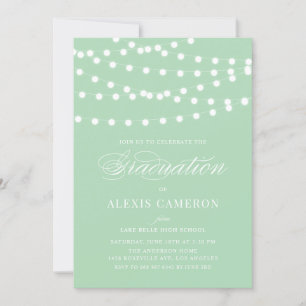 Invitation Fée blanche Lumières Mint Green Graduation Party