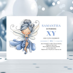 Invitation Fée Bleue Fille 6ème Anniversaire Magie Fantaisist