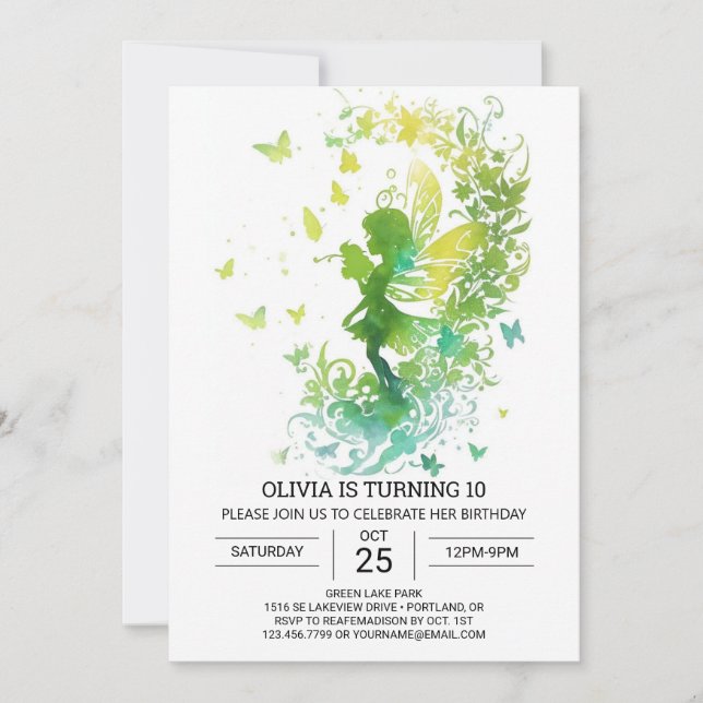 Invitation Fée bohème pour enfants Anniversaire (Devant)