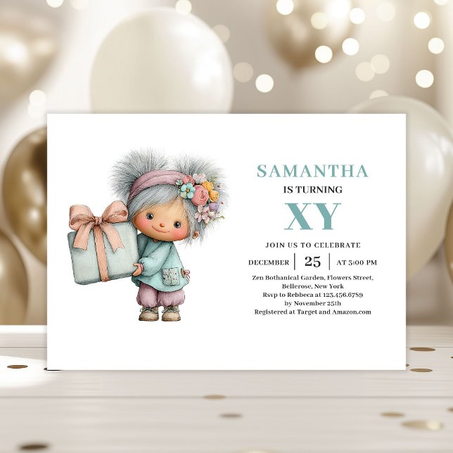Invitation Fée Capriceuse Fille 9e Anniversaire Magique Paste (Whimsy Fairy Girl 9th Birthday Magical Pastel invitation)