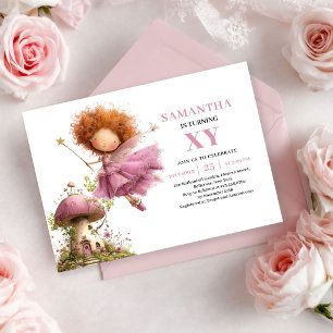 Invitation Fée Capricieuse 4ème Anniversaire Rose Gold