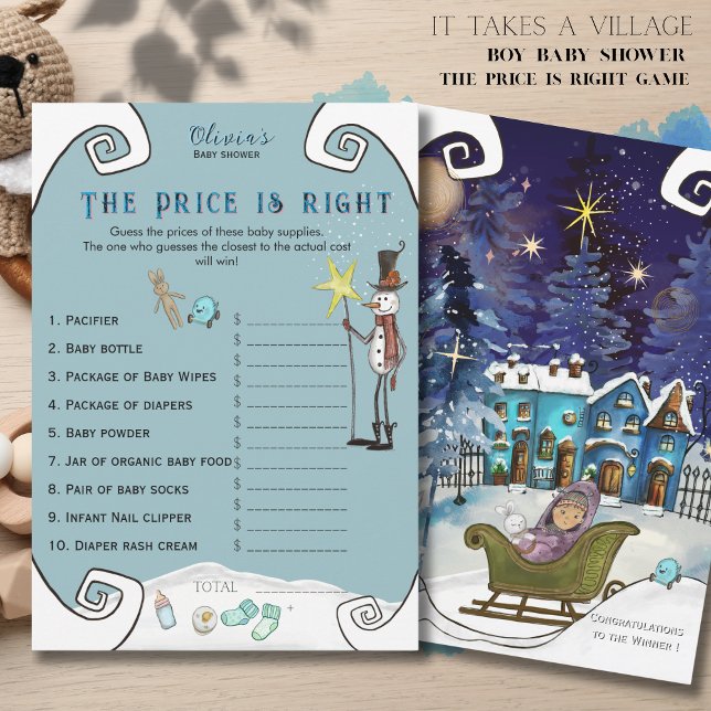 Invitation Fée capricieuse de l'hiver Baby Shower « Le juste  (Whimsical Winter Fairy Price is Right Baby Shower Invitation)