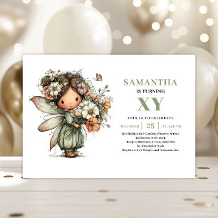 Invitation Fée Capricieuse Fille 4ème Anniversaire Vert Pouss