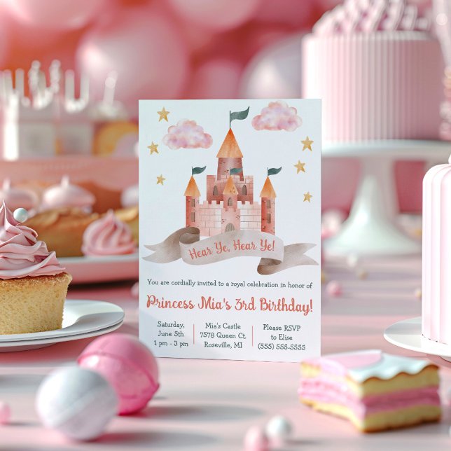 Invitation Fée conte, Château, Fête d'anniversaire sur le thè (Créateur téléchargé)