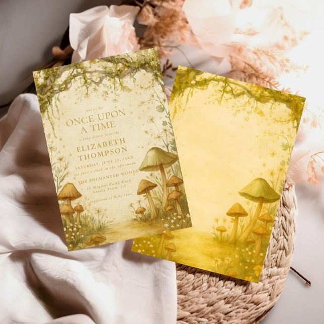 Invitation fée conte de fées forêt champignon bébé shower fil (Créateur téléchargé)