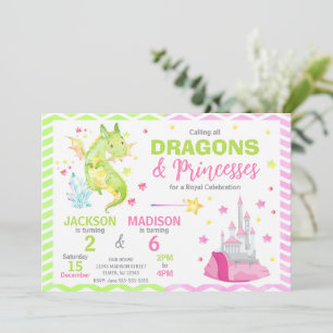 Invitation Fée Conte Dragon Princesse Anniversaire Commun