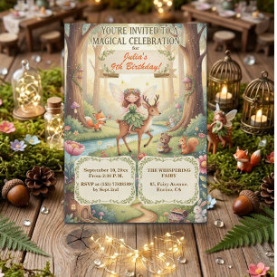Invitation Fée Dame de la Forêt Anniversaire Fantaisiste 9 An
