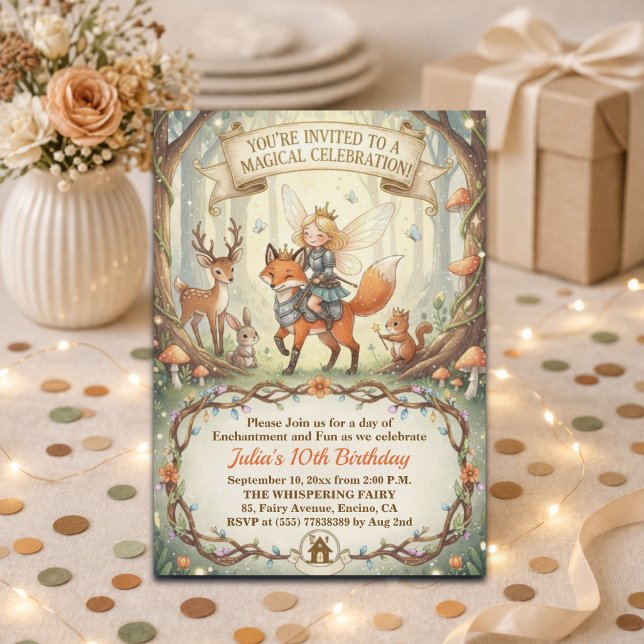 Invitation Fée Dame Forêt Fantaisiste 10ème Anniversaire (Créateur téléchargé)