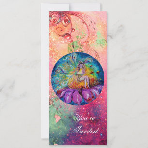 Invitation FÉE DANS LA NUIT, étincelles roses vertes bleues r