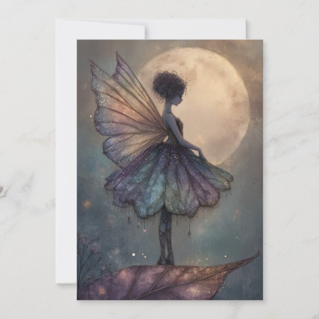 Invitation Fée de clair de lune enchantée aquarelle fantasy (Devant)